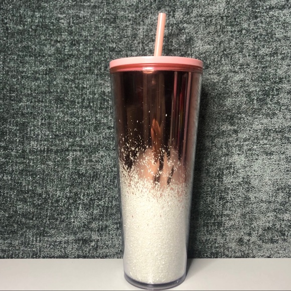 Starbucks Rose Gold White Snow Glitter Tumbler - Picture 2 of 4